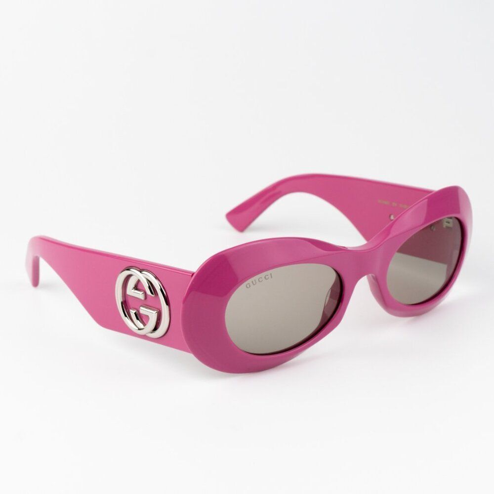 NEW Gucci GG1696S 004 Fuchsia Pink Grey Women Oval Sunglasses GG 1696S - Picture 3 of 10